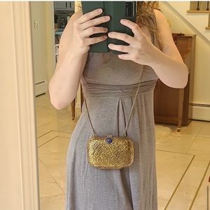 FROM ST XAVIER Gold Antique Crossbody Metal Bag Turquoise Gemstone